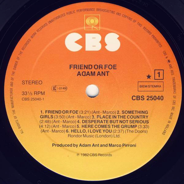 Adam Ant - Friend Or Foe (LP, Album) - Image 4