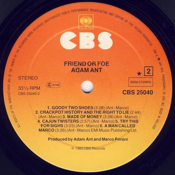 Adam Ant - Friend Or Foe (LP, Album) - Image 5
