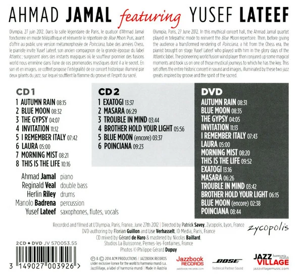 Ahmad Jamal, Yusef Lateef - Ahmad Jamal Featuring Yusef Lateef/ Live At The Olympia June 27.2012 (2xCD + DVD-V) - Image 2