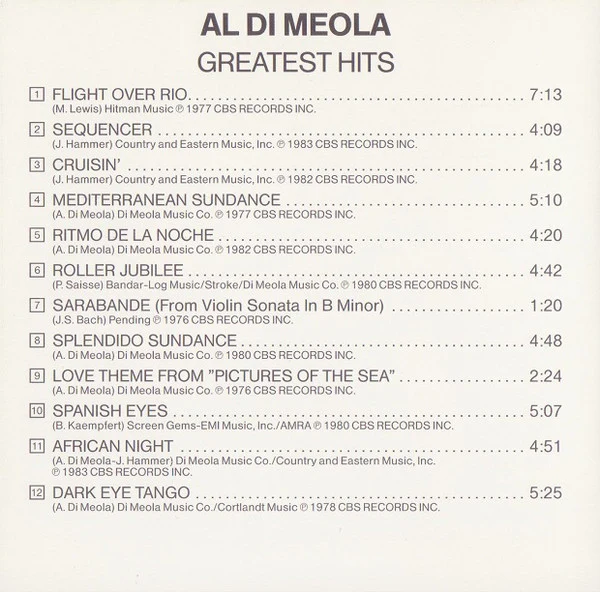Al Di Meola - Greatest Hits (CD, Comp) - Image 4