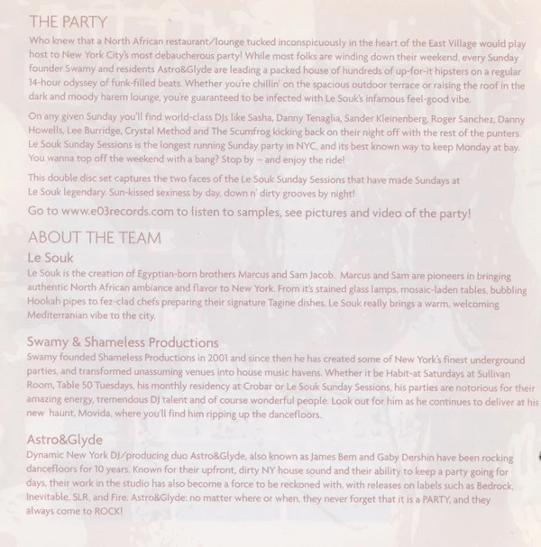 Astro&Glyde* Mixed By Swamy* - Le Souk Sunday Sessions (2xCD) - Image 5