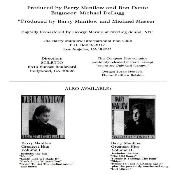 Barry Manilow - Greatest Hits Volume II (CD, Comp, RM) - Image 5
