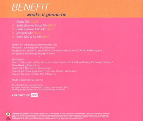 Benefit (3) - What's It Gonna Be (CD, Single, Copy Prot.) - Image 2