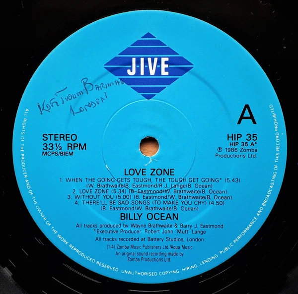 Billy Ocean - Love Zone (LP, Album) - Image 3