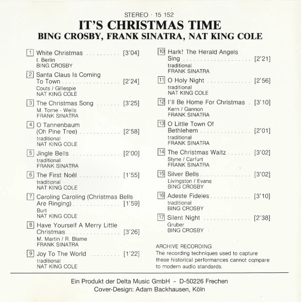 Bing Crosby, Frank Sinatra, Nat King Cole - It's Christmas Time (CD, Comp) - Image 4