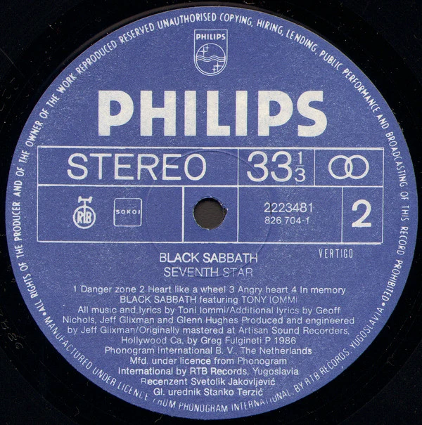 Black Sabbath Featuring Tony Iommi - Seventh Star (LP, Album) - Image 4