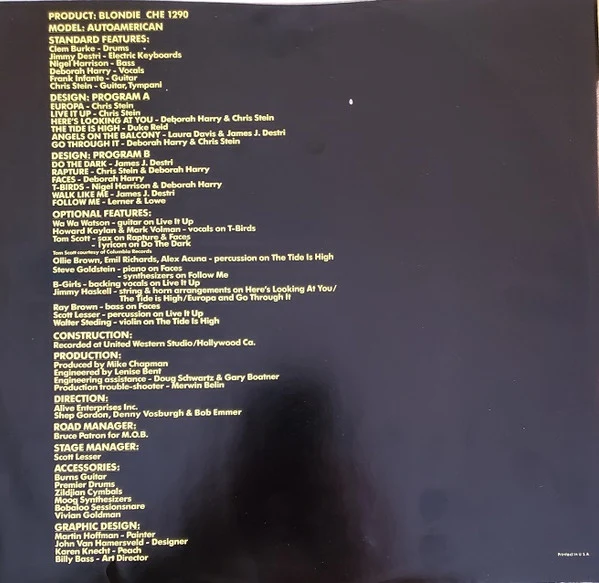 Blondie - Autoamerican (LP, Album, Ter) - Image 5