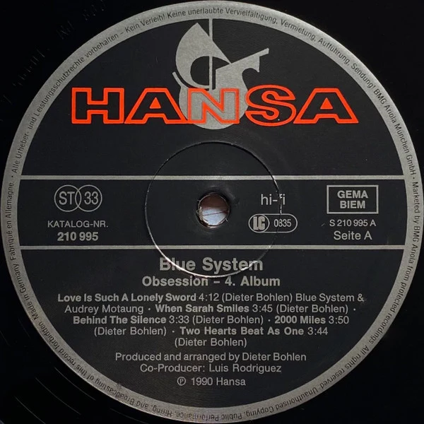 Blue System - Obsession (LP, Album) - Image 3