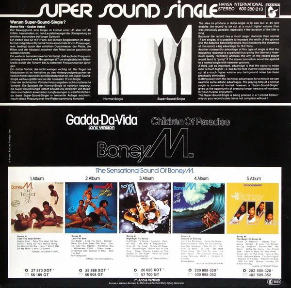 Boney M. - Gadda-Da-Vida (Long Version) (12", Maxi) - Image 2