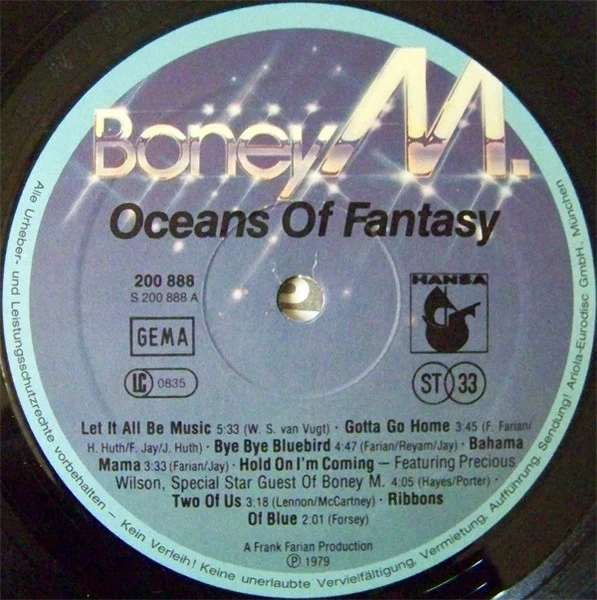 Boney M. - Oceans Of Fantasy (LP, Album, Fou) - Image 4