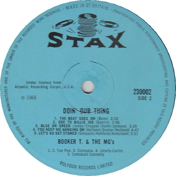 Booker T. & The MG's* - Doin' Our Thing (LP, Album) - Image 4