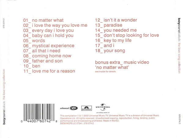 Boyzone - Ballads - The Love Song Collection (CD, Comp, Enh, S/Edition) - Image 3