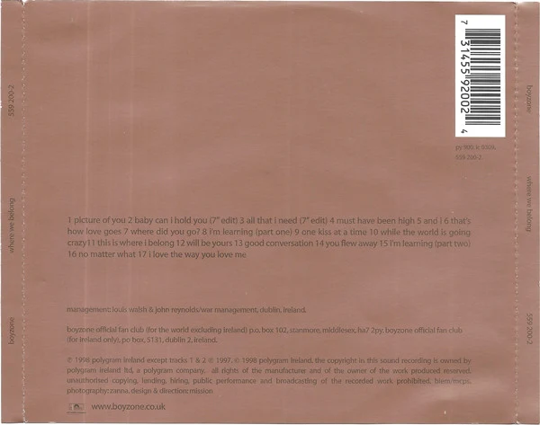 Boyzone - Where We Belong (CD, Album) - Image 2
