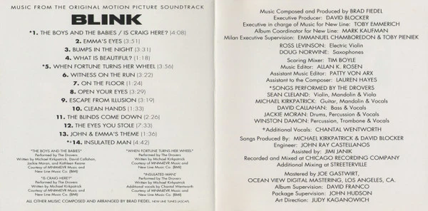 Brad Fiedel, The Drovers - Blink: Music From The Original Motion Picture Soundtrack (CD, Album) - Image 4