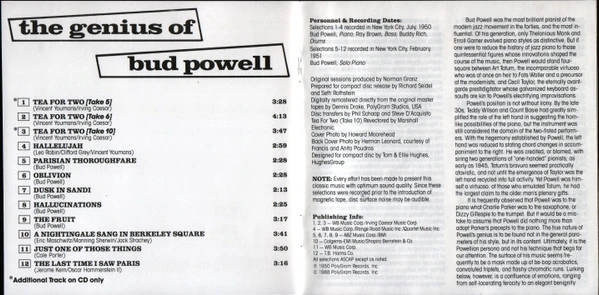 Bud Powell - The Genius Of Bud Powell (CD, Album, RE) - Image 4