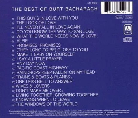 Burt Bacharach - The Best Of Burt Bacharach (CD, Comp) - Image 2