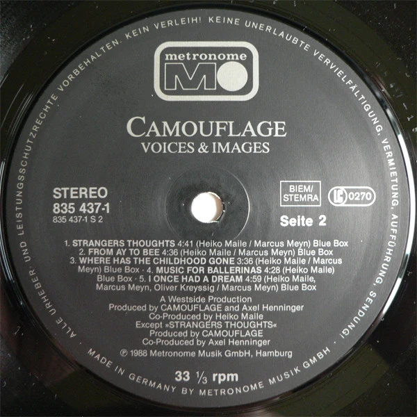 Camouflage - Voices & Images (LP, Album) - Image 4