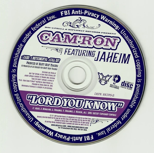 Cam'ron Featuring Jaheim - Lord You Know (CD, Single, Promo) - Image 2