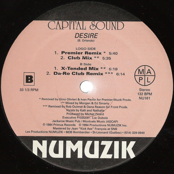 Capital Sound - Desire (12", Maxi)