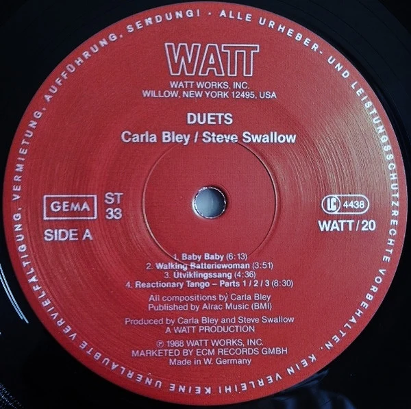 Carla Bley / Steve Swallow - Duets (LP, Album) - Image 3