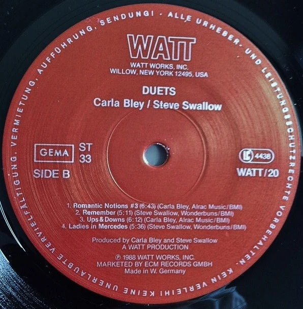 Carla Bley / Steve Swallow - Duets (LP, Album) - Image 4