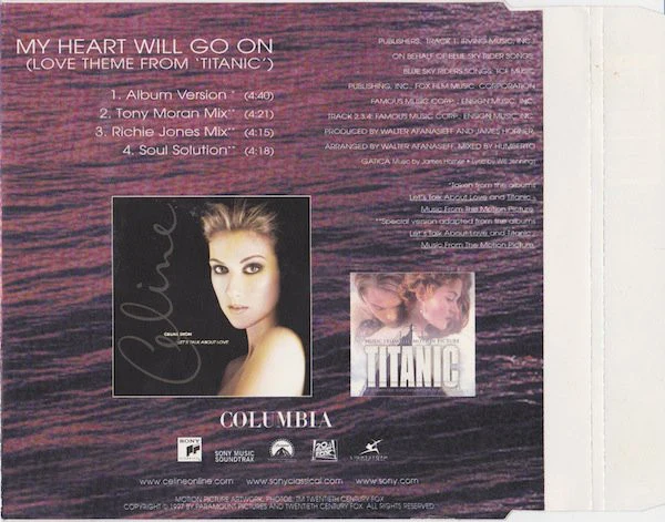 Celine Dion* - My Heart Will Go On (Love Theme From 'Titanic') (Dance Mixes) (CD, Maxi) - Image 3