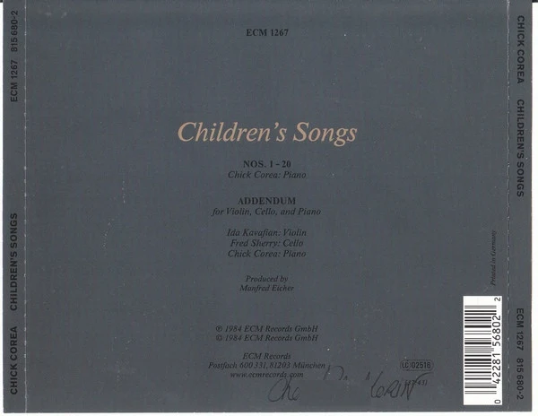 Chick Corea - Children's Songs (CD, Album) - Image 3