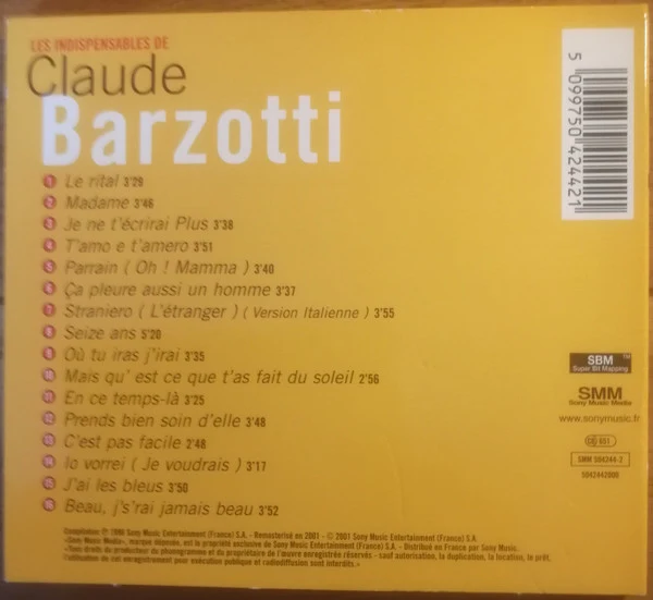 Claude Barzotti - Les Indispensables De (Versions Originales) (CD, Comp) - Image 2
