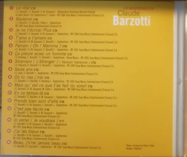 Claude Barzotti - Les Indispensables De (Versions Originales) (CD, Comp) - Image 5