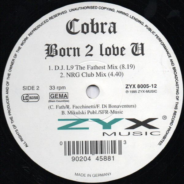 Cobra - Born 2 Love U (12") - Image 2