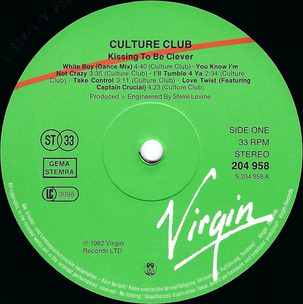 Culture Club - Kissing To Be Clever (LP, Album) - Image 3