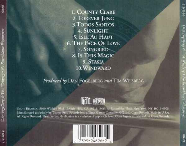 Dan Fogelberg & Tim Weisberg - No Resemblance Whatsoever (CD, Album) - Image 2