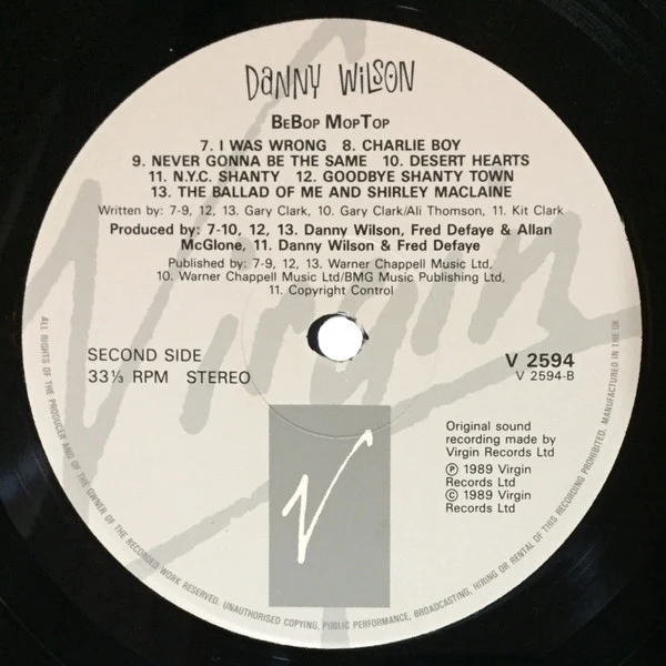 Danny Wilson  - Bebop Moptop (LP, Album) - Image 4