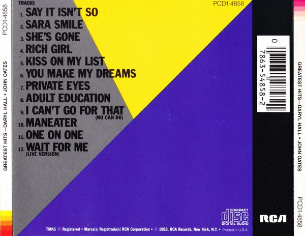 Daryl Hall John Oates* - Greatest Hits (Rock 'N Soul Part 1) (CD, Comp) - Image 2