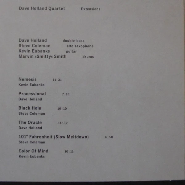 Dave Holland Quartet* - Extensions (CD, Album, RE, Car) - Image 4