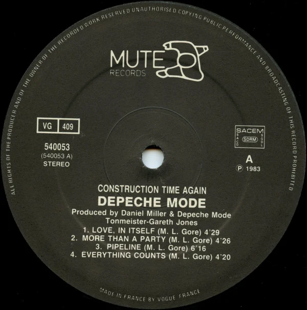 Depeche Mode - Construction Time Again (LP, Album) - Image 5