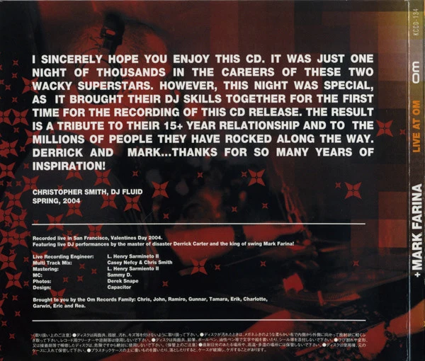 Derrick Carter + Mark Farina - Live At Om (2xCD, Comp, Mixed) - Image 3