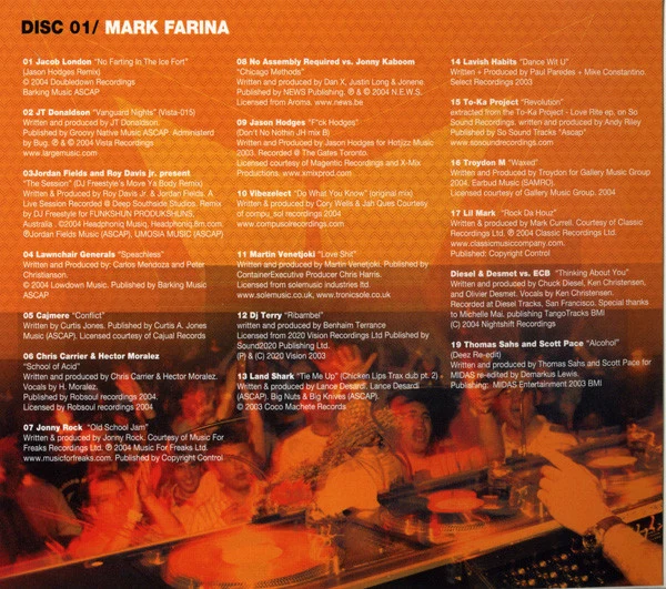Derrick Carter + Mark Farina - Live At Om (2xCD, Comp, Mixed) - Image 5