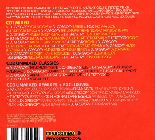 DJ Gregory - Defected Presents Faya Combo Sessions (CD, Mixed + 2xCD, Comp) - Image 3