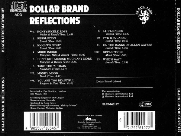 Dollar Brand - Reflections (CD, Album, RE) - Image 2