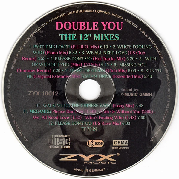 Double You - The 12" Mixes (CD, Comp) - Image 3