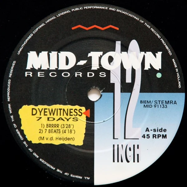 Dyewitness - Seven Days (12", M/Print) - Image 3