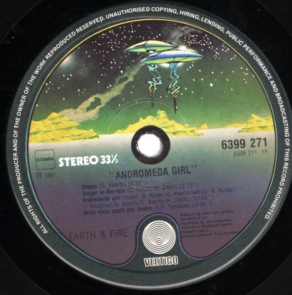 Earth And Fire - Andromeda Girl (LP, Album) - Image 3