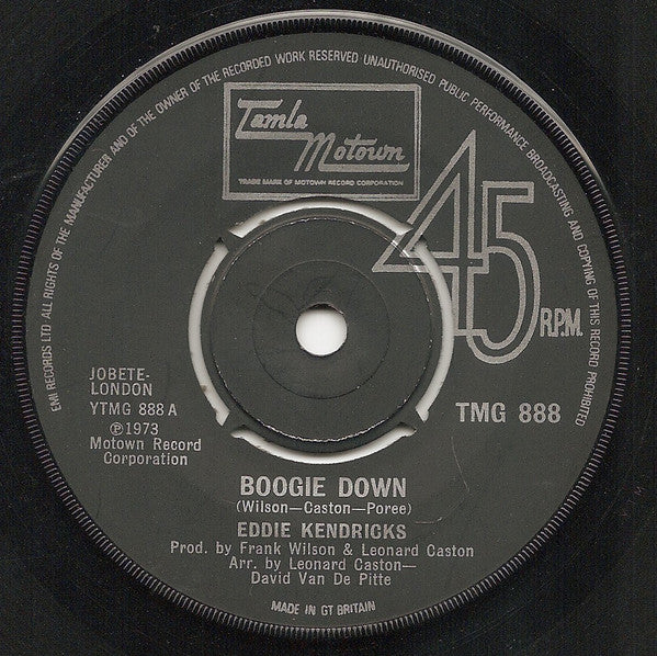 Eddie Kendricks - Boogie Down (7", Single)