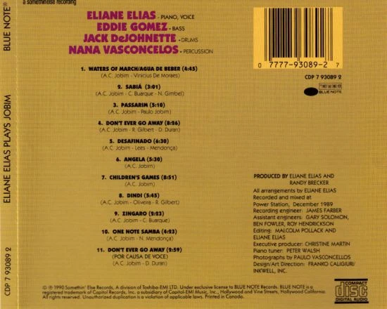 Eliane Elias - Eliane Elias Plays Jobim (CD, Album) - Image 2