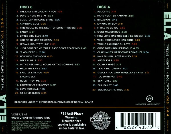 Ella Fitzgerald - Twelve Nights In Hollywood, Vols. 3 & 4 (2xCD, Album, RM) - Image 2