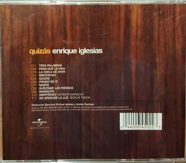 Enrique Iglesias - Quizás (CD, Album + DVD, Comp, NTSC) - Image 2
