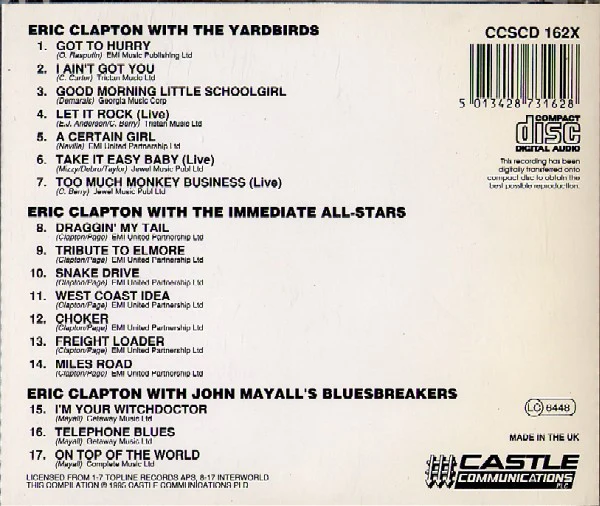 Eric Clapton Featured With The Yardbirds, Jimmy Page And John Mayall's Bluesbreakers* - The Early Clapton Collection (CD, Comp) - Image 2
