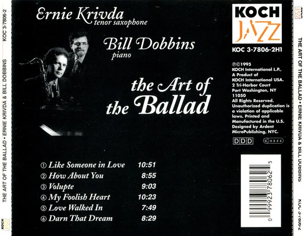 Ernie Krivda, Bill Dobbins - The Art Of The Ballad (CD, Album) - Image 3