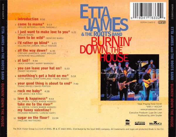Etta James & The Roots Band (2) - Burnin' Down The House (CD, Album) - Image 2